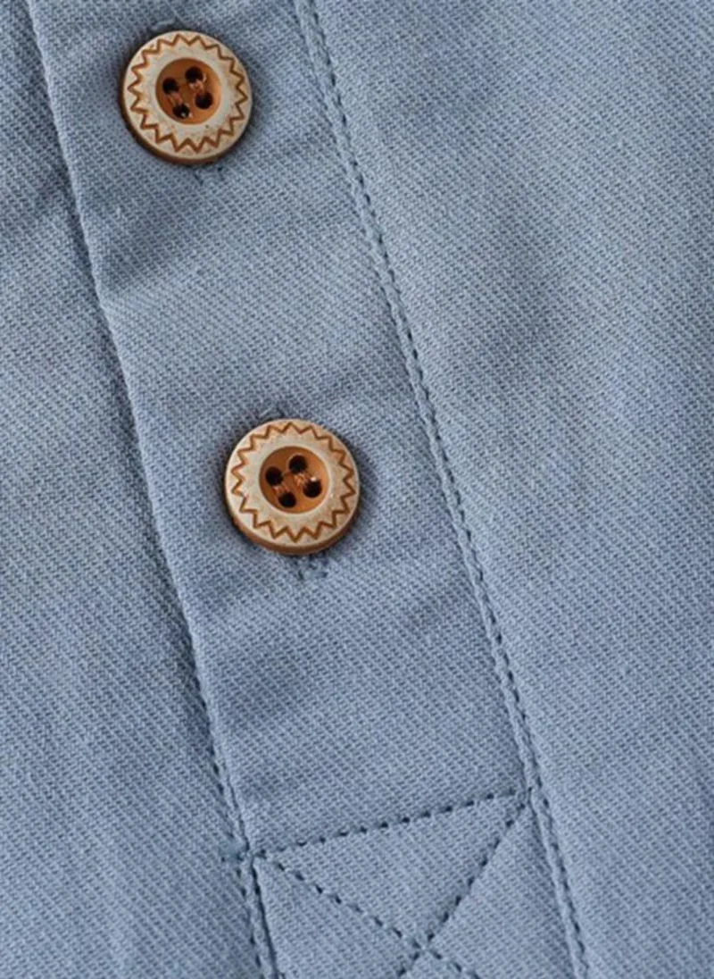 YUNIQEE Blue Pure Cotton Henley Neck Pockets T-shirt