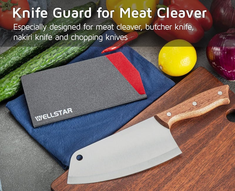 WELLSTAR Big Knife Edge Guard, Wide Meat Cleaver Knife’s Blade Covers, BPA Free ABS Protective Blade Sheath, Non-Scratch Felt Lining Butcher Chef Knife Cover (Knives not included) - Image 2