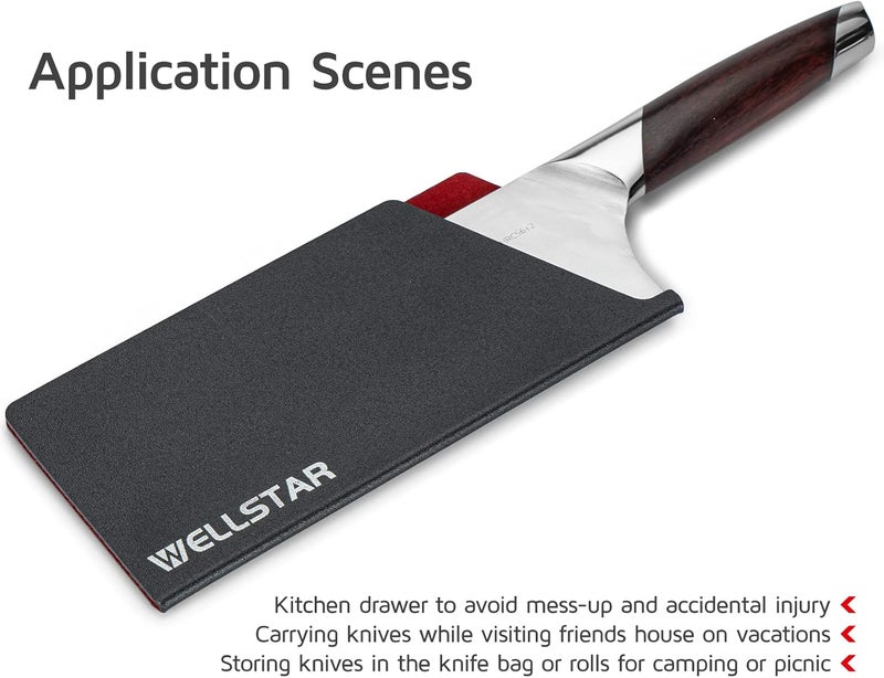 WELLSTAR Big Knife Edge Guard, Wide Meat Cleaver Knife’s Blade Covers, BPA Free ABS Protective Blade Sheath, Non-Scratch Felt Lining Butcher Chef Knife Cover (Knives not included) - Image 4