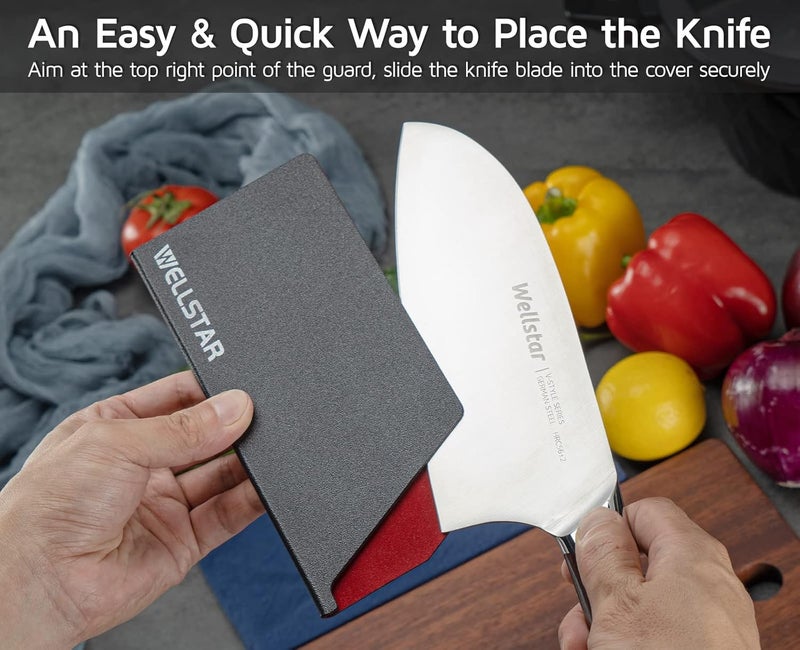 WELLSTAR Big Knife Edge Guard, Wide Meat Cleaver Knife’s Blade Covers, BPA Free ABS Protective Blade Sheath, Non-Scratch Felt Lining Butcher Chef Knife Cover (Knives not included) - Image 5