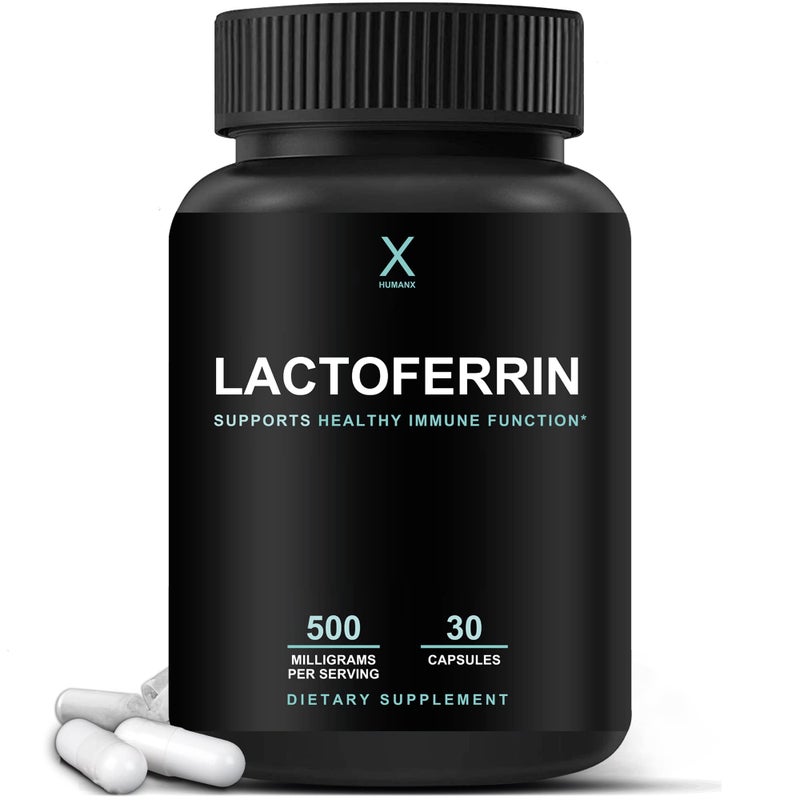 HUMANX Lactoferrin 500mg Powerful Serving Size Gluten Free Non GMO Soy Free Supplements A Component in Colostrum USA Made Supports Healthy Immunity Iron Utilization Absorption