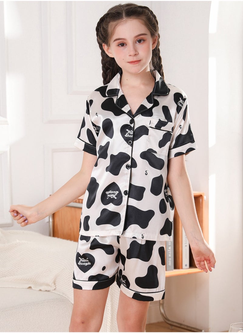 girl Silky Satin Pajamas Set children's Nightwear Pj Sets Sleepwear Gold with cow heart - pzsku/ZF5364794A0E8D6C4CE8BZ/45/_/1720408129/b03ca187-d123-4f60-8d85-18708ccf1f39