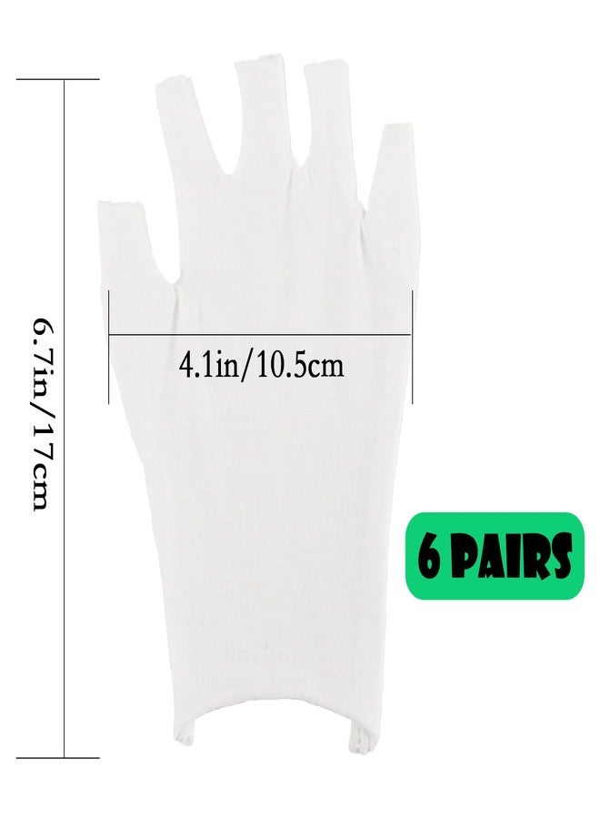 UPIQNG 6pcs White Cotton Fingerless Gloves, Soft and Comfortable Cut 5 Fingertips for Dry Hands Sleeping Hand Spa Treatment - Image 2