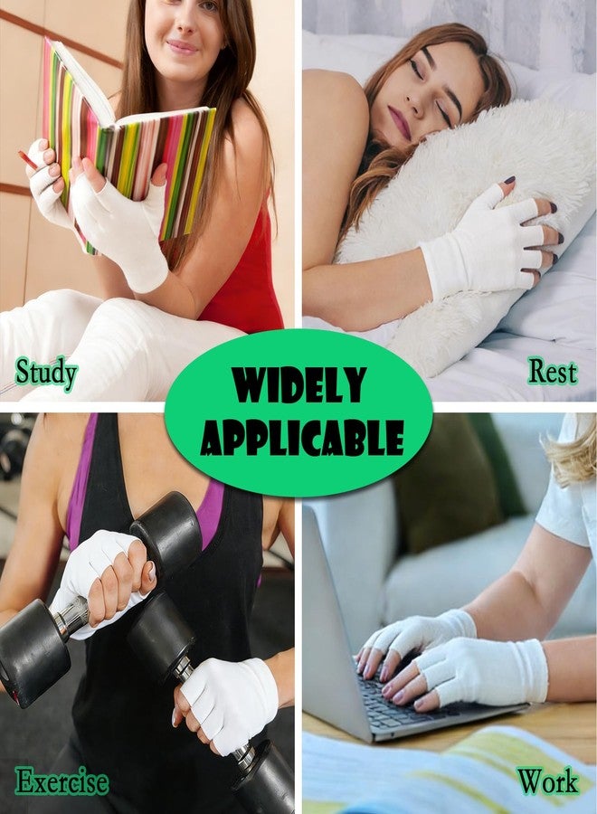 UPIQNG 6pcs White Cotton Fingerless Gloves, Soft and Comfortable Cut 5 Fingertips for Dry Hands Sleeping Hand Spa Treatment - Image 4