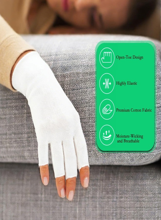 UPIQNG 6pcs White Cotton Fingerless Gloves, Soft and Comfortable Cut 5 Fingertips for Dry Hands Sleeping Hand Spa Treatment - Image 5