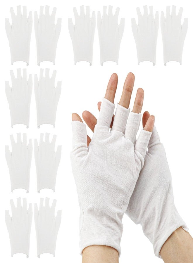 UPIQNG 6pcs White Cotton Fingerless Gloves, Soft and Comfortable Cut 5 Fingertips for Dry Hands Sleeping Hand Spa Treatment - Image 1