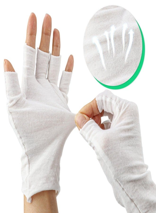 UPIQNG 6pcs White Cotton Fingerless Gloves, Soft and Comfortable Cut 5 Fingertips for Dry Hands Sleeping Hand Spa Treatment - Image 3