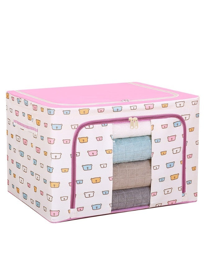 Large Capacity Clothes Storage 40*50CM Foldable Bag Organizer with Thick Fabric Visible steel frame Waterproof Moisture-proof storage Box, 60 Liter - Image 1