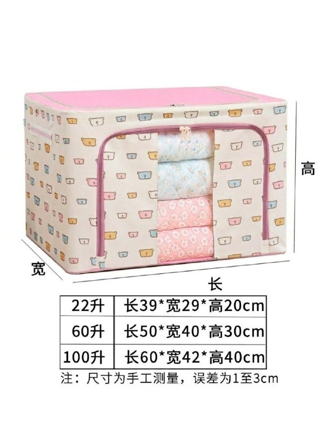 Large Capacity Clothes Storage 40*50CM Foldable Bag Organizer with Thick Fabric Visible steel frame Waterproof Moisture-proof storage Box, 60 Liter - Image 3