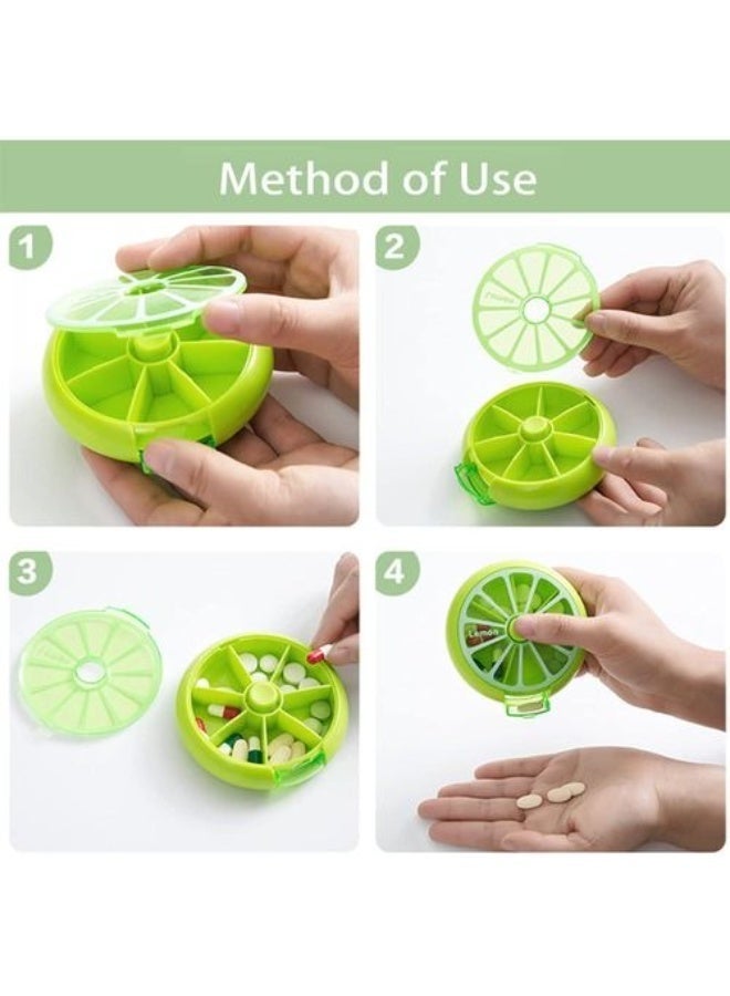 2 Fruit-Shaped Weekly Pill Organizer, Portable Travel Case with 7 Compartments for Pills and Vitamins - Green - Image 5