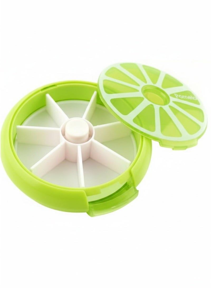 2 Fruit-Shaped Weekly Pill Organizer, Portable Travel Case with 7 Compartments for Pills and Vitamins - Green - Image 3