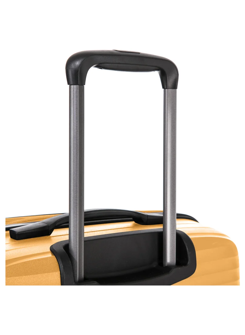 CABINPRO Light Weight PP Fashion Trolley Luggage Expandable Hard Case Medium Checked Suitcase with Safe Zipper and 4 Quite 360° Double Spinner Wheels CP002 Yellow