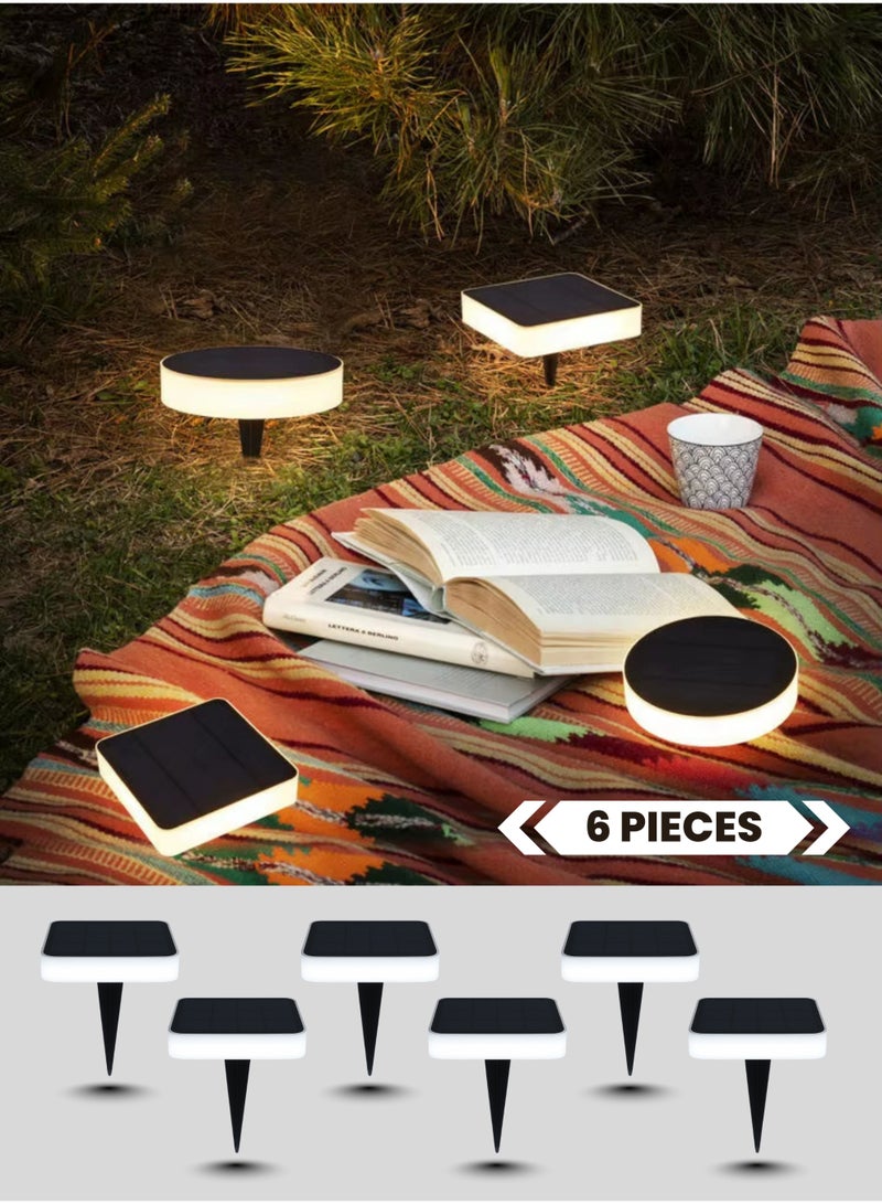 Vmax 6-Pack Solar Garden Lights Square Cool White LED Outdoor Spike & Wall Mounted Lights, Waterproof Pathway Lamps for Landscape, Walkway & Backyard - Image 1