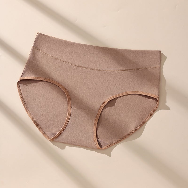 Explosions High Waist Plus Size Underwear Cotton Breathable Ladies Underwear Maillard Color Briefs - Image 1