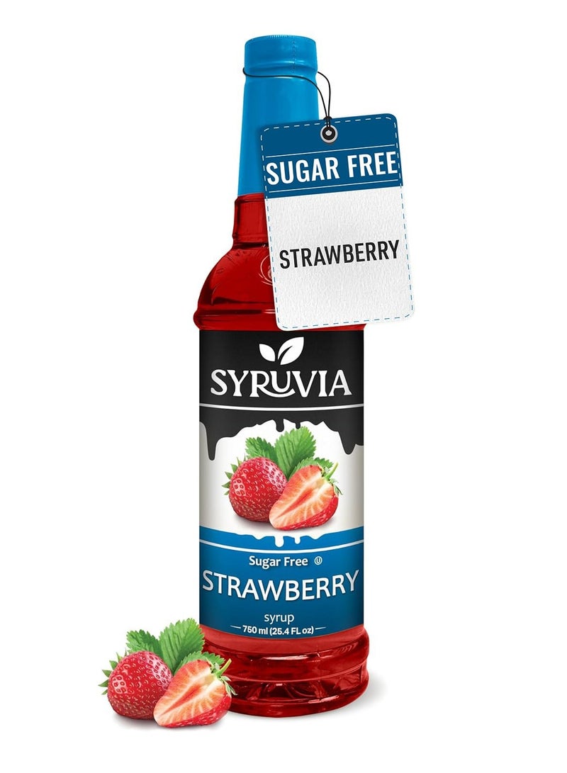 Syruvia Syruvia Sugar-Free Strawberry Syrup -750 ml . Premium Flavoring Syrup. 0 Calories, Kosher, and Gluten-Free. Ideal for Drinks, Sodas, Shakes, Desserts, and More.  - Image 1