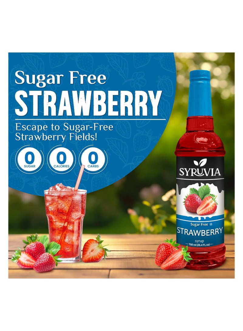 Syruvia Syruvia Sugar-Free Strawberry Syrup -750 ml . Premium Flavoring Syrup. 0 Calories, Kosher, and Gluten-Free. Ideal for Drinks, Sodas, Shakes, Desserts, and More.  - Image 3