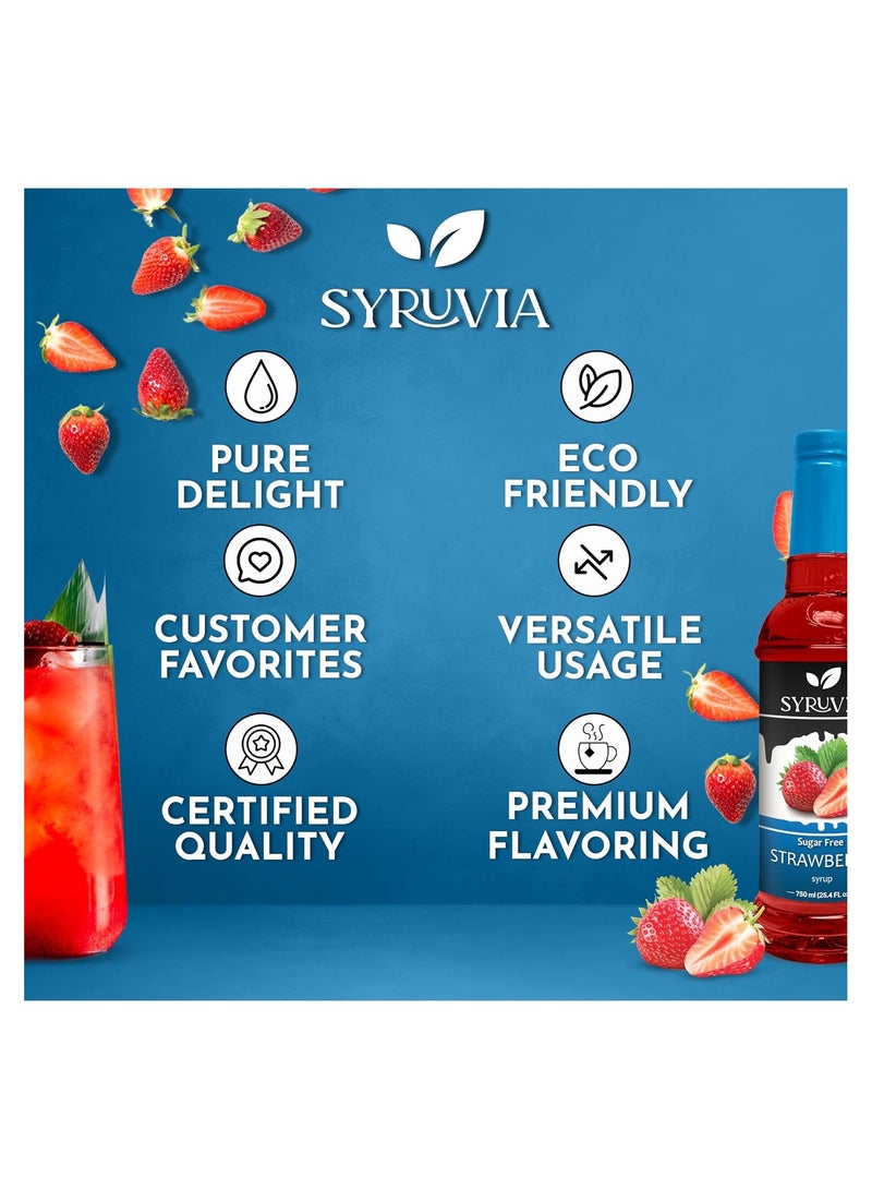 Syruvia Syruvia Sugar-Free Strawberry Syrup -750 ml . Premium Flavoring Syrup. 0 Calories, Kosher, and Gluten-Free. Ideal for Drinks, Sodas, Shakes, Desserts, and More.  - Image 5