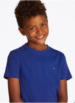 TOMMY HILFIGER Boys' Contrast Crew Neck T-Shirt - Cotton, Blue  - Image 5