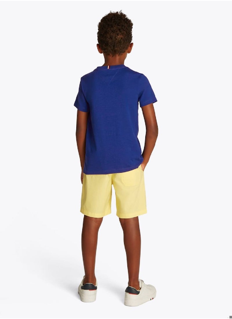 TOMMY HILFIGER Boys' Contrast Crew Neck T-Shirt - Cotton, Blue  - Image 4