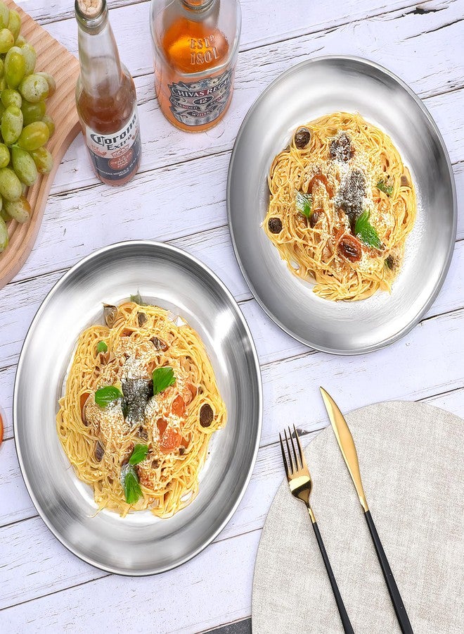 wutfuooo 10Pcs Stainless Steel Dinner Plates, 10" Round Salad Plates, Serving Plate for Home Kichten, Outdoor Camping, Snack, Pizza and BBQ - Image 5