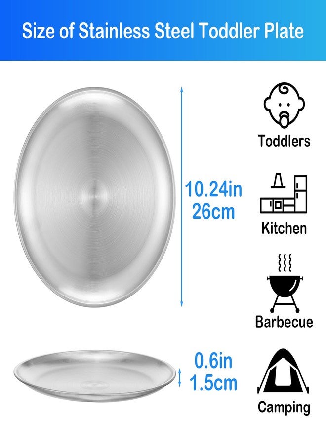 wutfuooo 10Pcs Stainless Steel Dinner Plates, 10" Round Salad Plates, Serving Plate for Home Kichten, Outdoor Camping, Snack, Pizza and BBQ - Image 2