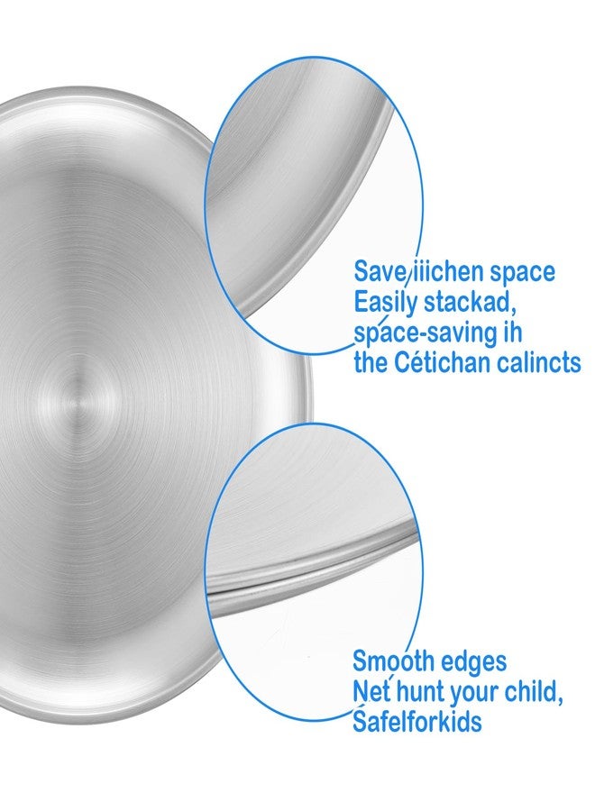 wutfuooo 10Pcs Stainless Steel Dinner Plates, 10" Round Salad Plates, Serving Plate for Home Kichten, Outdoor Camping, Snack, Pizza and BBQ - Image 3