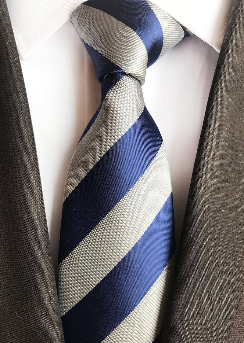 Secdtie Men's Classic Stripe Jacquard Woven Silk Tie Formal Party Suit Necktie - Image 2