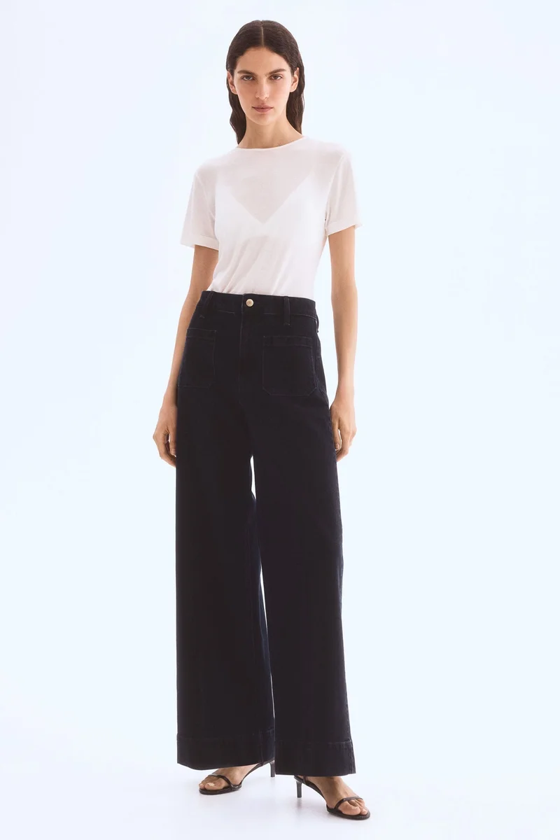 اتش اند ام جينز بخصر عالي وقصّة واسعة