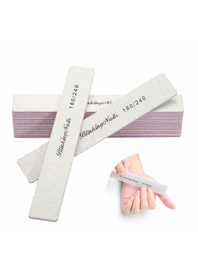 Blinkingnails Nail File 180 240 Grit Professional Files And Buffers For Natural Nails, Double Sides Washable Block Disposable Buffer Art Diy Or Manicure Salon Pack Of 10Pcs - Image 1