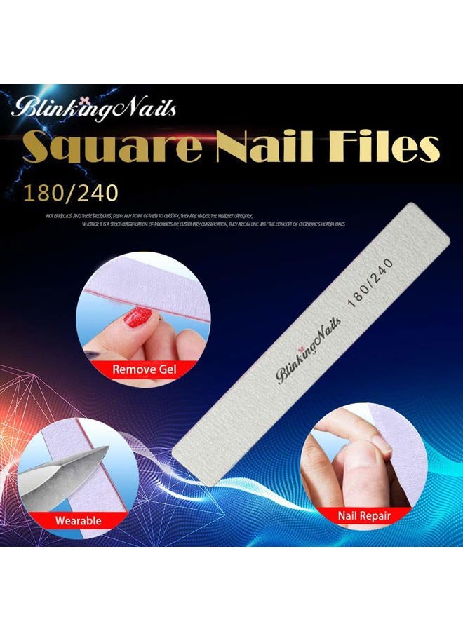 Blinkingnails Nail File 180 240 Grit Professional Files And Buffers For Natural Nails, Double Sides Washable Block Disposable Buffer Art Diy Or Manicure Salon Pack Of 10Pcs - Image 2