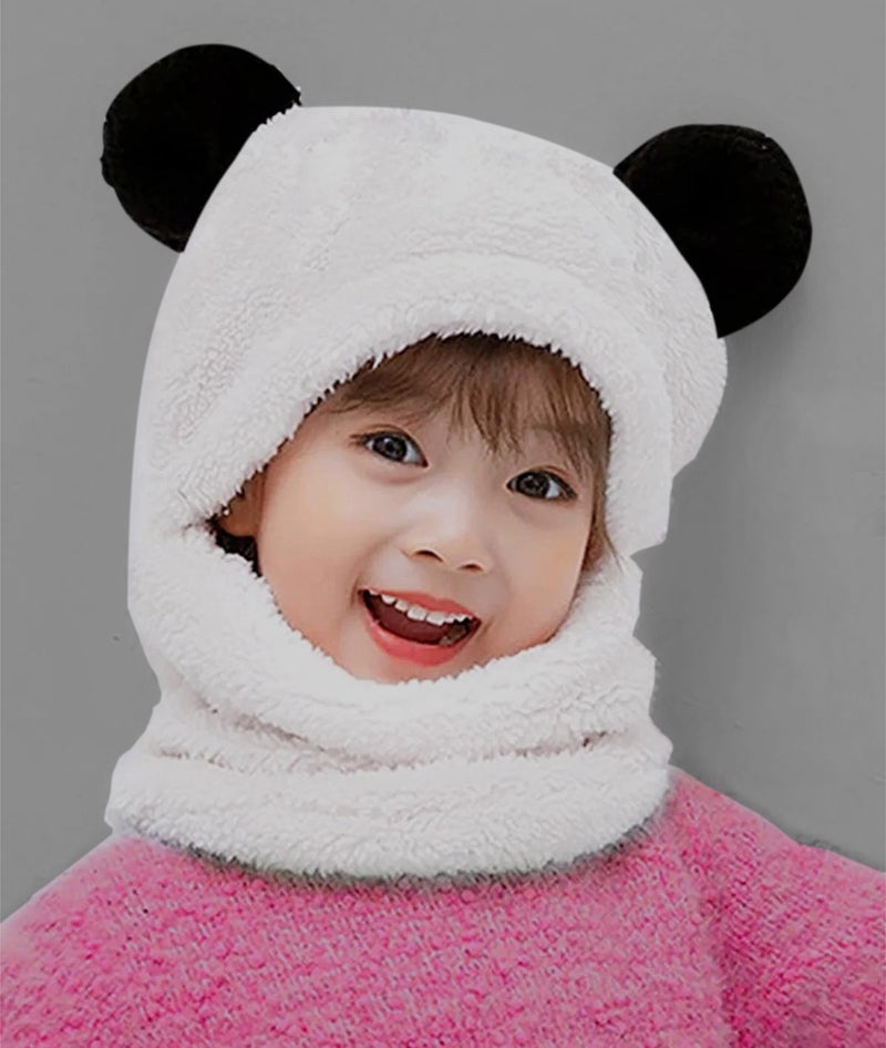 KAŞIKBEY Evimli Panda Kids Hooded Eared Plush Beanie Welsoft Polar Windproof Neck Hat  - Image 2