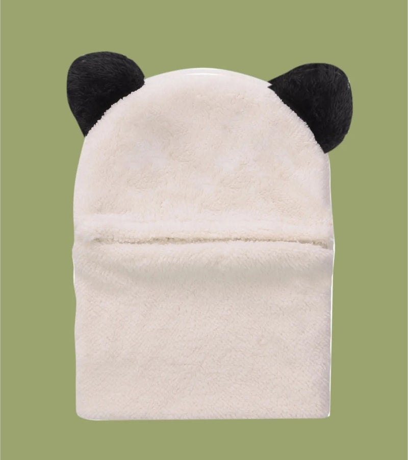KAŞIKBEY Evimli Panda Kids Hooded Eared Plush Beanie Welsoft Polar Windproof Neck Hat  - Image 4