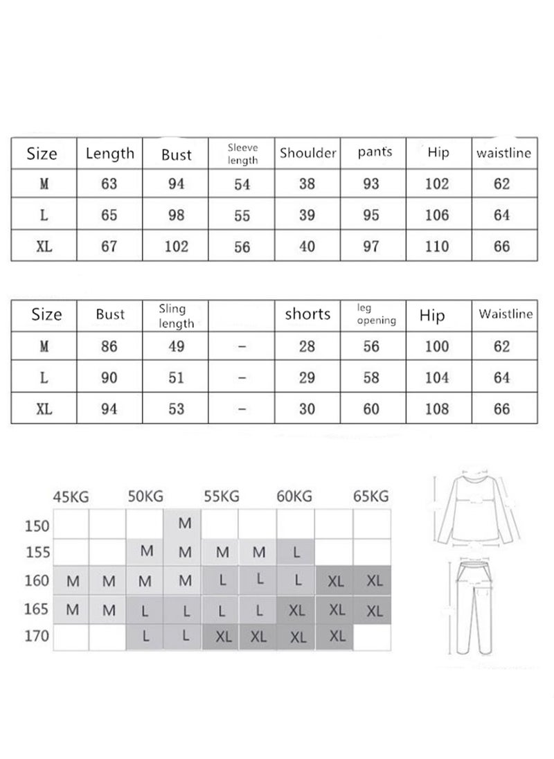 Generic - 7pcs pajamas set for women in all seasons imitation silk pajamas set - Image 1