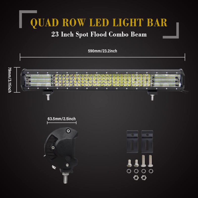 SKYWORLD LED Light Bar, 23" 570W Spot Flood Combo Beam Work Driving Lamp with License Plate Mounting Bracket Holder 12V Rocker Switch Wiring Harness Kit for Auto Truck Car ATV SUV 4X4 Offroad - Image 2