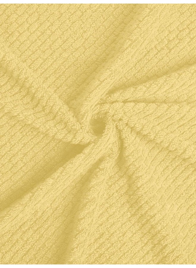 SPACES Spaces 100% Cotton Large (70 Cm X 150 Cm) | 400 GSM Dobby Solid Bath Towel (Pale Banana)- Genesis  - Image 5