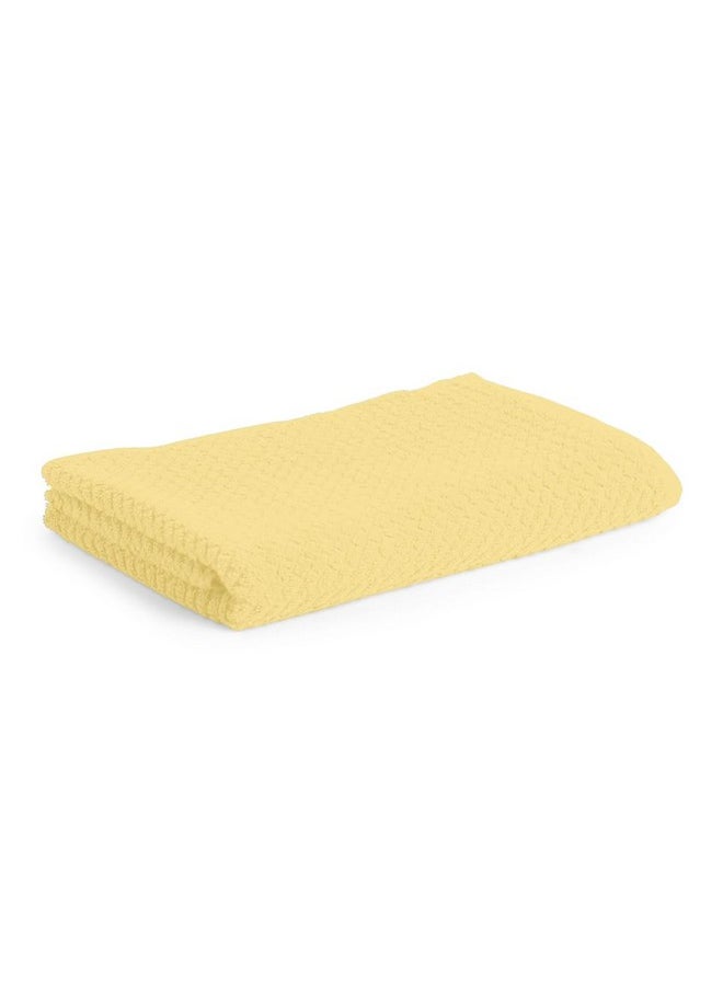 SPACES Spaces 100% Cotton Large (70 Cm X 150 Cm) | 400 GSM Dobby Solid Bath Towel (Pale Banana)- Genesis  - Image 2