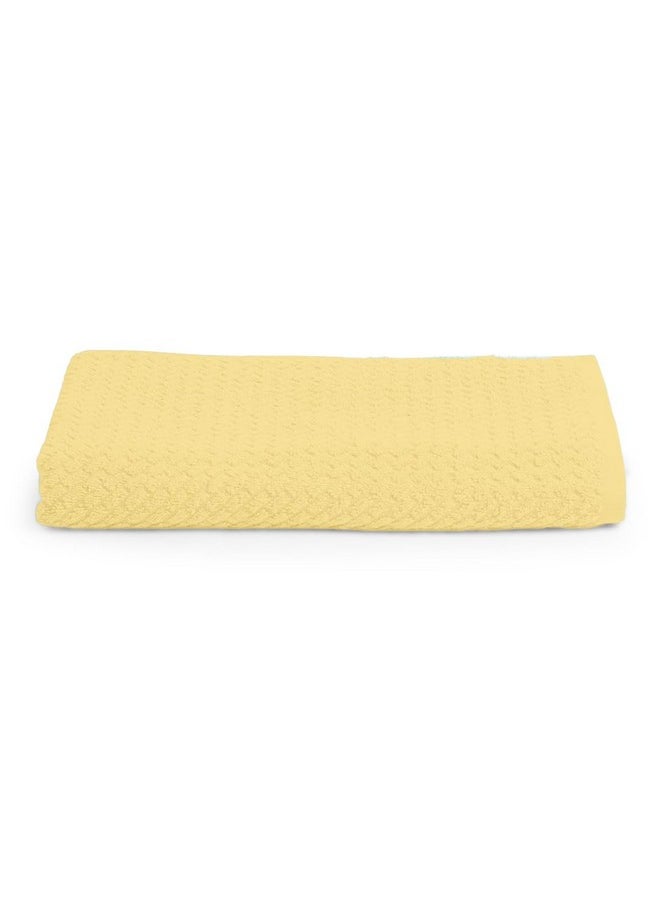 SPACES Spaces 100% Cotton Large (70 Cm X 150 Cm) | 400 GSM Dobby Solid Bath Towel (Pale Banana)- Genesis  - Image 3