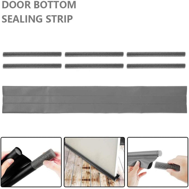 Grey Door Draft Stopper: 1 Pack Noise Reduction Draft Blocking Door Sealer - Soundproof Draft Excluder for Home Bedroom Living Room - Image 3