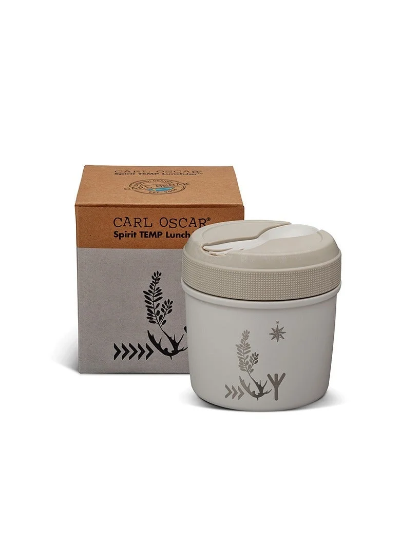 Carl Oscar SPIRIT POWER 2PC Combo Pack : Lunch Jar & Flask - (Stainless steel Insulated Lunch Jar 0.5 L + Flask  0.5L) Grey