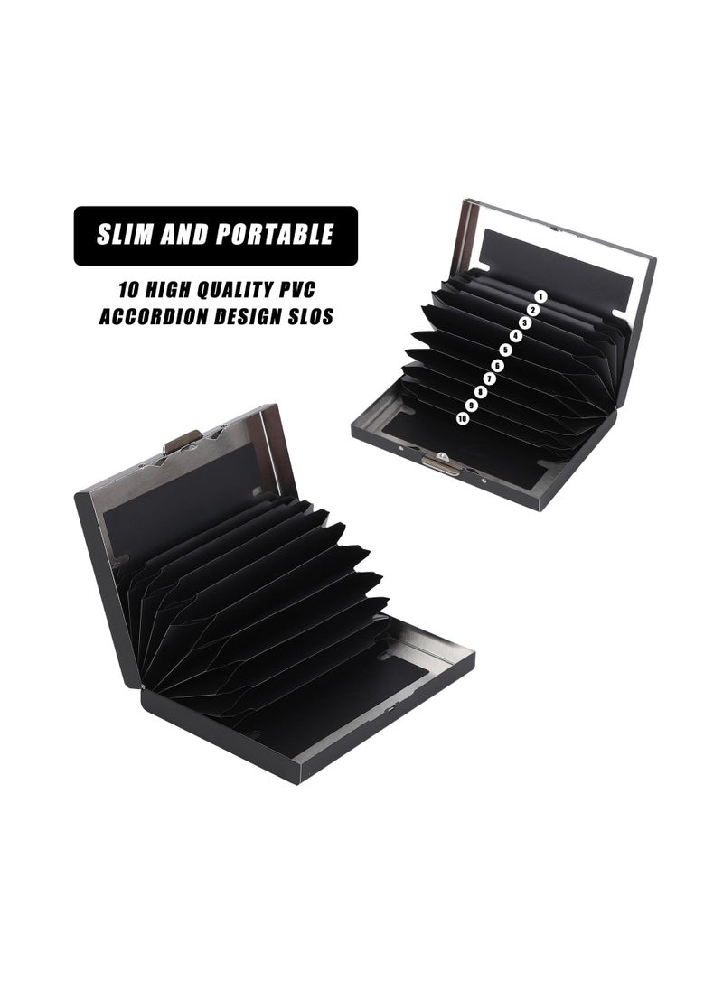 Generic Business Card Holder, Stainless Steel Business Name Card Case for Men u0026 Women, RFID Blocking Credit Card Holder Slim Metal Business Card Wallet Pocket, Buckle Style Shut for Travel and Work (Bla  - Image 4