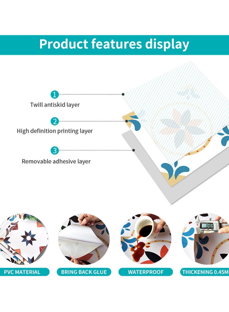 CityRiya-Long Peel & Stick Floor Tiles 4 Tiles 30*30cm Vinyl Floor Tiles Self-Adhesive Kitchen Flooring Tiles Waterproof DIY Peel and Stick Floor Tile for Kitchen, Bathroom, Staircase Wall, Floor - Image 3