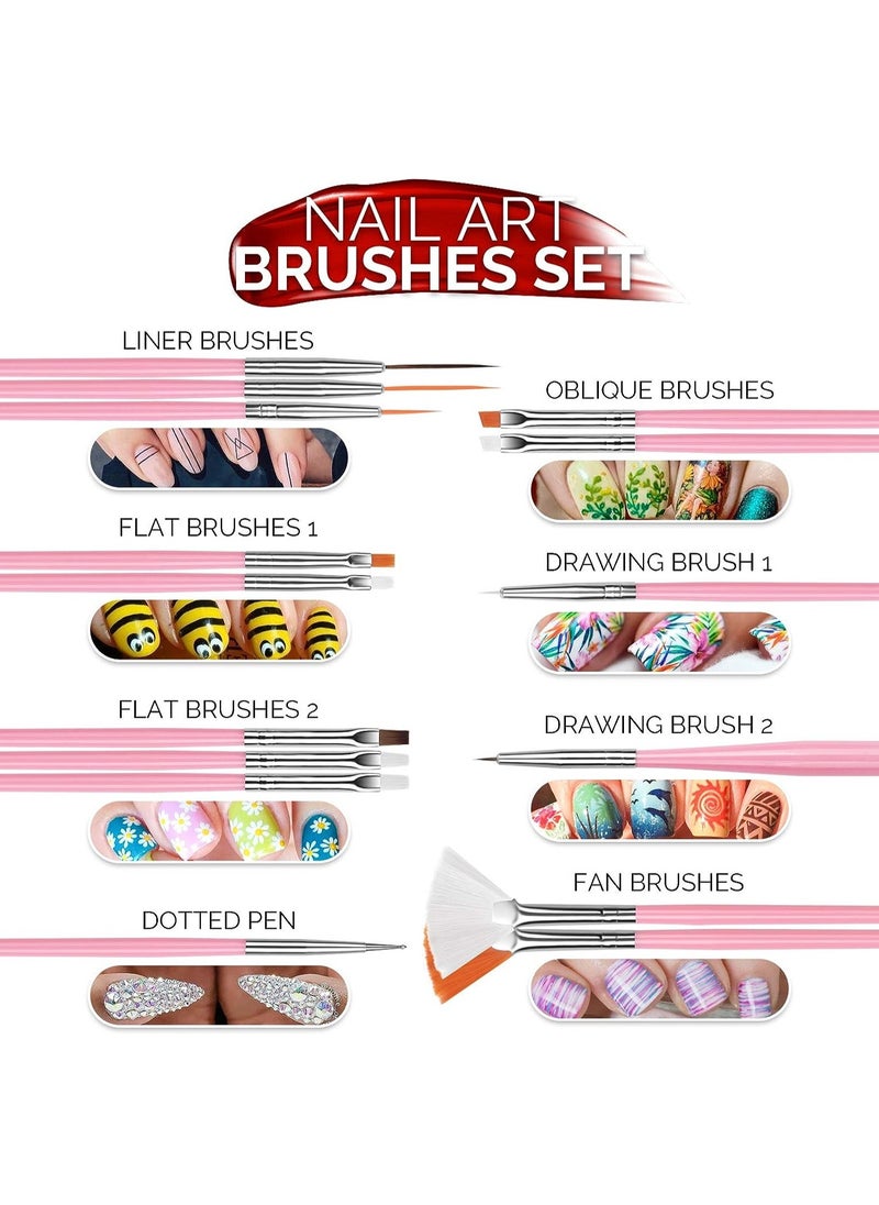 Generic Nail Art Kit for Beginners, Nail Art Supplies with Nail Art Brushes, Nail Dotting Tools, Nail Art Stickers, Nail Art Rhinestones, Nail Art Foils, Nail Art Tapes,  - Image 4