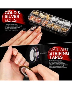 Generic Nail Art Kit for Beginners, Nail Art Supplies with Nail Art Brushes, Nail Dotting Tools, Nail Art Stickers, Nail Art Rhinestones, Nail Art Foils, Nail Art Tapes,  - Image 5