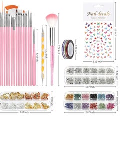 Generic Nail Art Kit for Beginners, Nail Art Supplies with Nail Art Brushes, Nail Dotting Tools, Nail Art Stickers, Nail Art Rhinestones, Nail Art Foils, Nail Art Tapes,  - Image 2