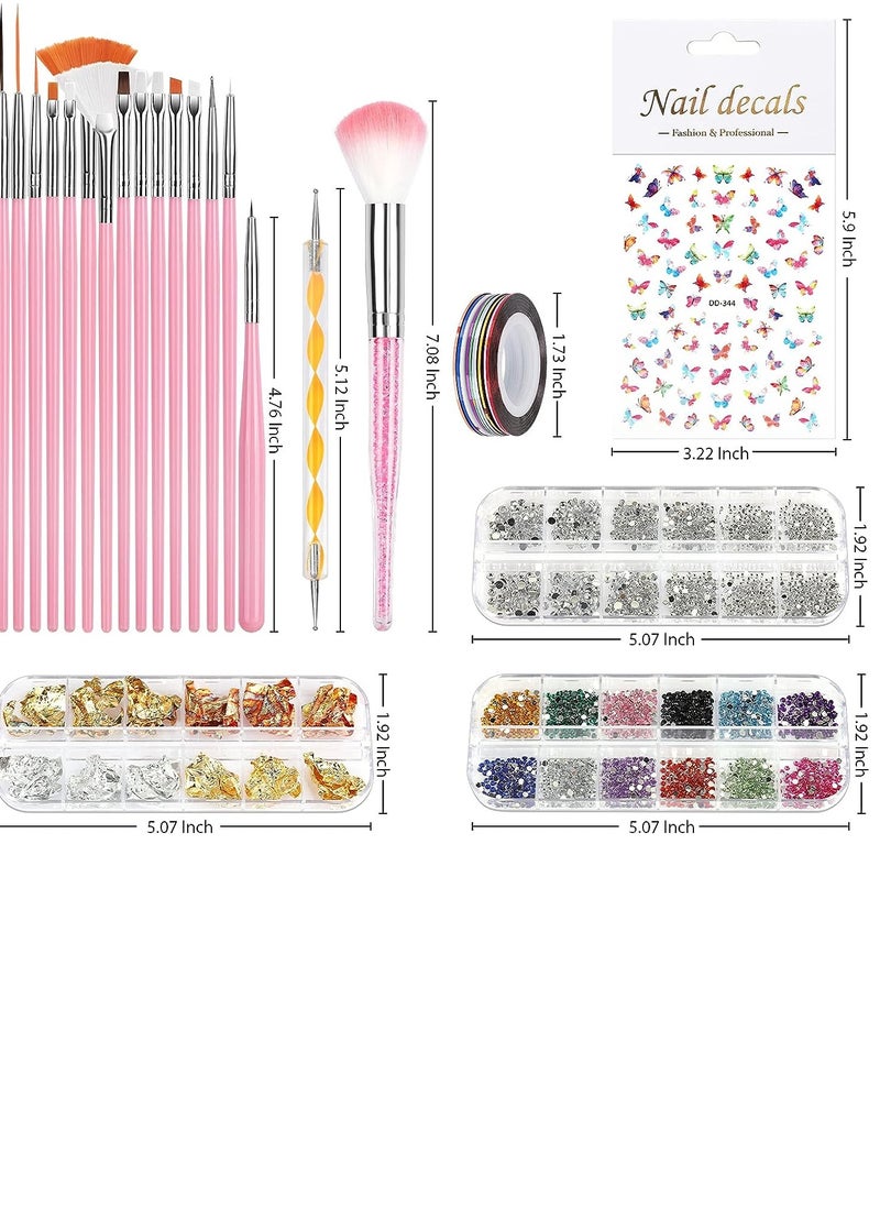 Generic Nail Art Kit for Beginners, Nail Art Supplies with Nail Art Brushes, Nail Dotting Tools, Nail Art Stickers, Nail Art Rhinestones, Nail Art Foils, Nail Art Tapes,  - Image 2