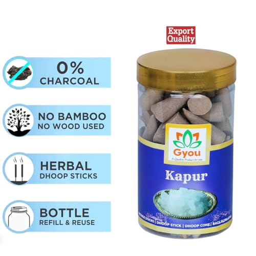 GYOU Gugal, Loban and Kapoor Flavour Dhoop Cones for Pooja, Pack of 3 (300 Grams) Incense Cone with Holder, Non-Charcoal & Bamboo Less Dhup Batti (300 Grams) - Image 2