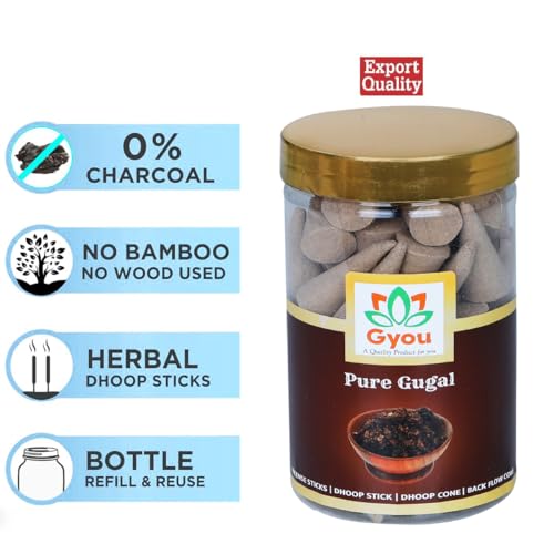 GYOU Gugal, Loban and Kapoor Flavour Dhoop Cones for Pooja, Pack of 3 (300 Grams) Incense Cone with Holder, Non-Charcoal & Bamboo Less Dhup Batti (300 Grams) - Image 3
