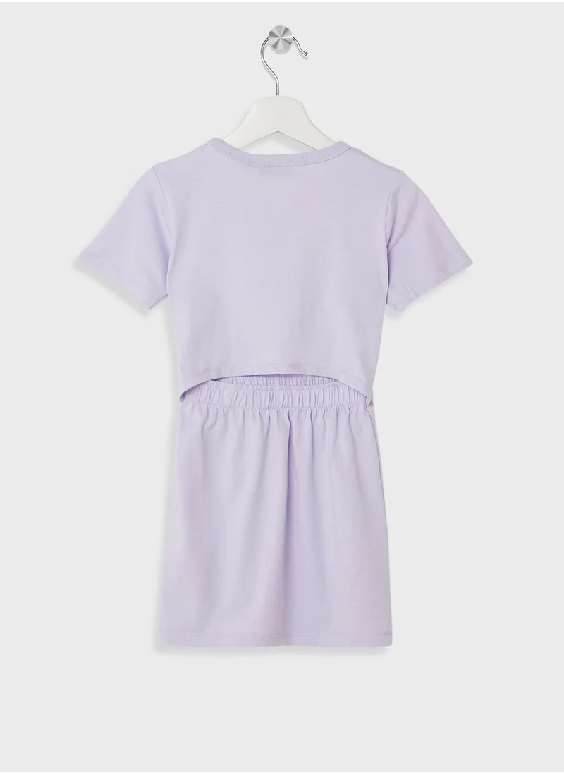 كالفن كلاين جينز Kids Monologo Metallic T-Shirt Dress