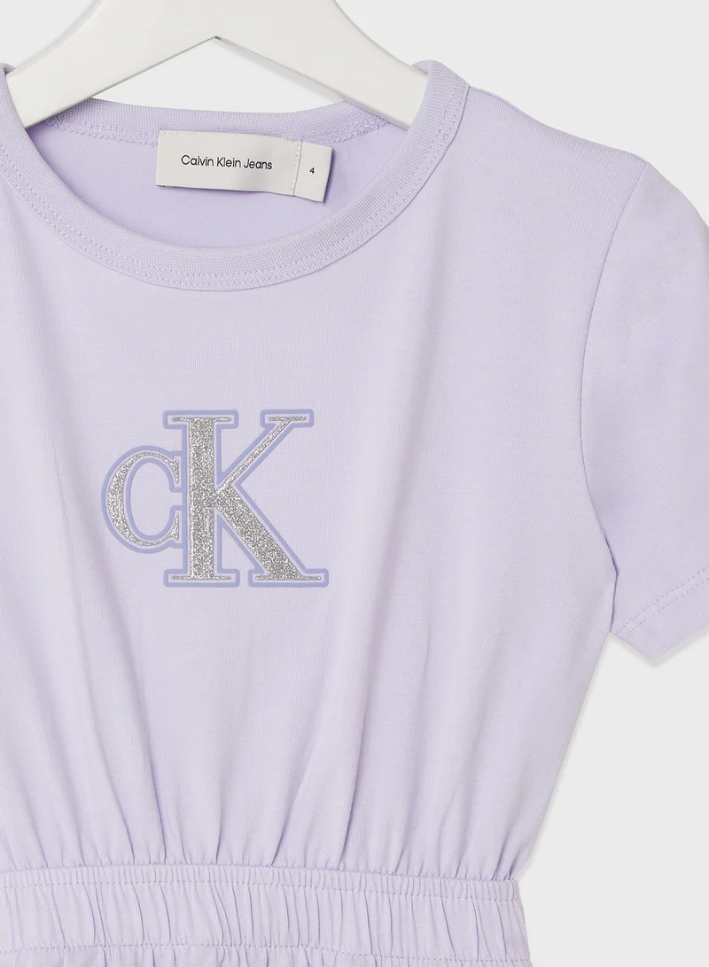 كالفن كلاين جينز Kids Monologo Metallic T-Shirt Dress