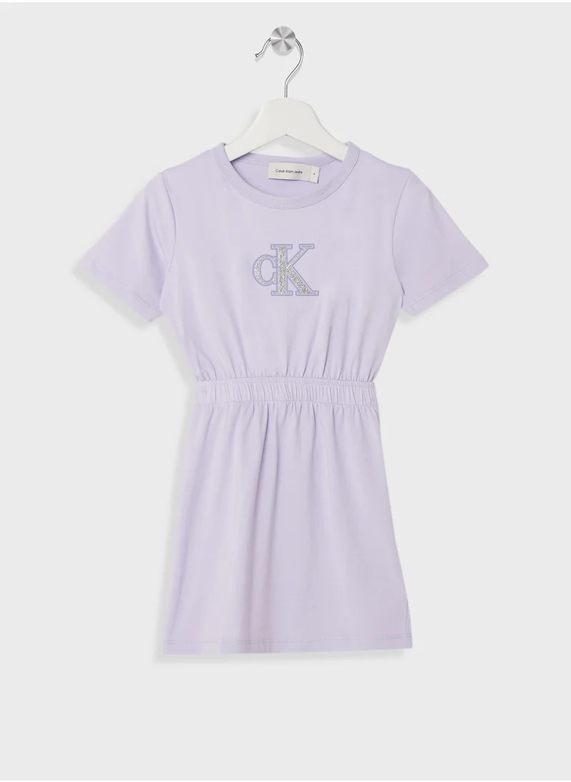 كالفن كلاين جينز Kids Monologo Metallic T-Shirt Dress